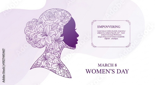 Empowering woman's silhouette with floral design for international women's day celebration