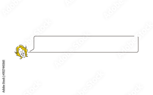 笑顔のシニア女性の顔と吹き出しのシンプルな手書き風アイコンイラスト素材