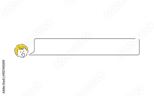 笑顔の男の子の顔と吹き出しのシンプルな手書き風アイコンイラスト素材