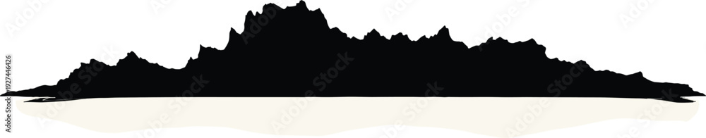 Fototapeta premium Silhouette of a Mountain Range Against a Clear Sky from a Distant Viewpoint Showing Landscape and Nature