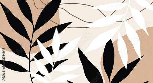 Floral Elegance: Capturing the beauty of nature's design, this composition showcases a stylish arrangement of monochromatic leaves, evoking a sense of modern artistry and organic charm.