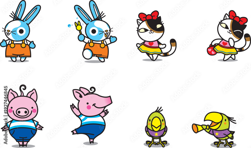 Obraz premium cute animals characters vector image 