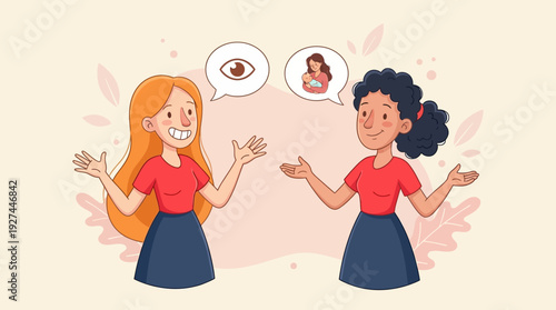 Women Discussing Ideas and Life Concepts: Communication, Observation, and Motherhood Perspectives