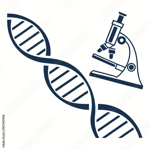 Genetic research and testing concept with microscope