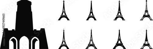 eiffel tower silhouette on white background