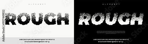 Rough alphabet font vector with distressed grainy texture for vintage street wear style and urban underground posters