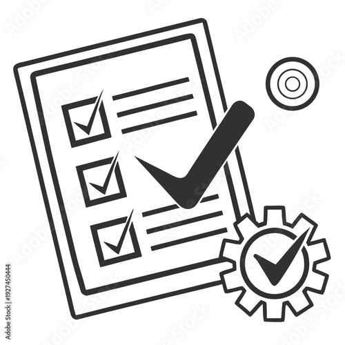 A checklist and a gear with checkmarks