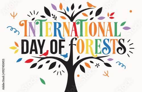INTERNATIONAL DAY OF FORESTS vector illustration isolated on white background