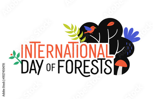 International Day of Forests Minimal Vector Illustration on White Background