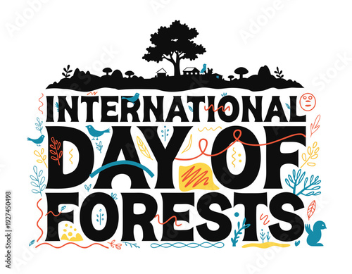 International Day of Forests Minimal Vector Illustration on White Background