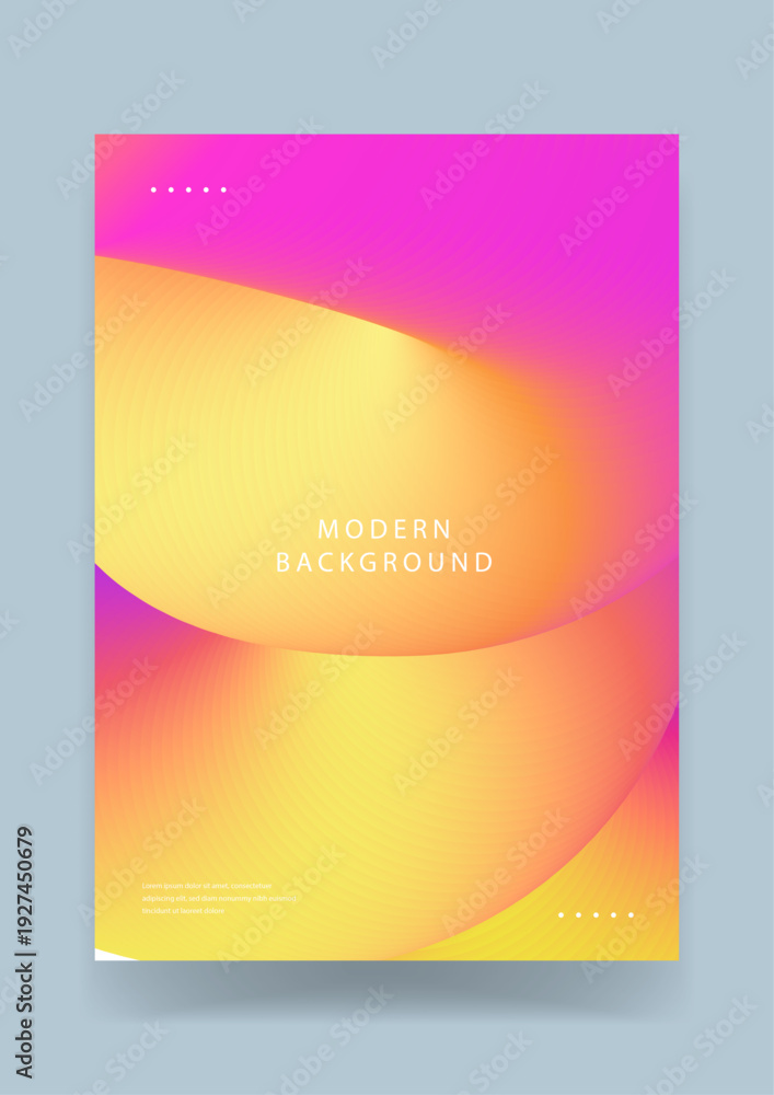 Fototapeta premium Vibrant pink and yellow liquid gradient mesh background with a soft organic 3D fluid shape for modern digital design