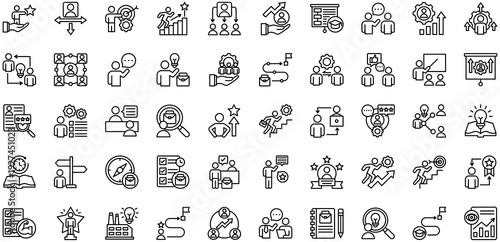 Career Mentoring icons collection. Vector illustration. Career Mentor, Mentorship Program, Guidance, One-on-One Coaching, Goal Setting. Pro Vector	
