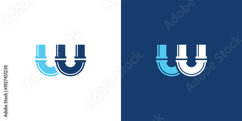 Modern Letter W Plumbing Logo Template for Water and Pipe Service Branding
