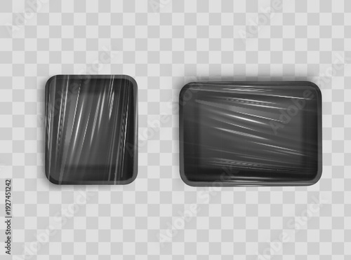 Realistic Transparent Empty Plastic Food Packaging Template Set.