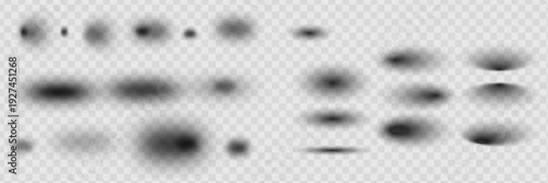 Vector shadows isolated. Set of round and square shadow effects.