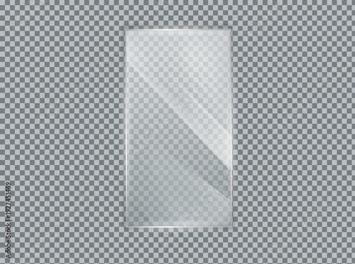 Wallpaper Mural Glass plate on transparent background. Acrylic and glass texture with glares and light. Realistic transparent glass window in rectangle frame. Torontodigital.ca