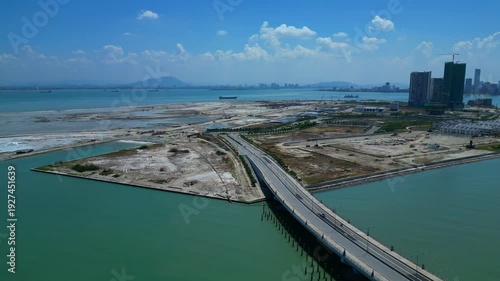 Wallpaper Mural Coastal city land reclamation Island new land. Great aerial view drone Torontodigital.ca