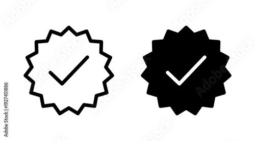 Approved icon set vector. Certified Medal Icon