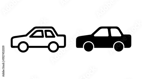 Car icon set vector. car sign and symbol. small sedan