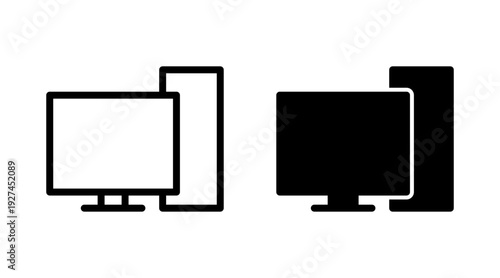 Computer icon set vector. computer monitor sign and symbol