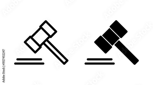 Gavel icon set vector. judge gavel sign and symbol. law icon. auction hammer