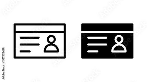 License icon set vector. ID card icon. driver license, staff identification card
