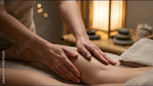 Wallpaper Mural Leg massage therapist spa wellness relaxation hand touch treatment lymphedema therapy calm spa room soothing wellness treatment for female leg with gentle hand touch and peaceful relaxation spa Torontodigital.ca