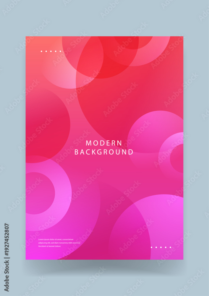 Fototapeta premium Elegant reddish pink cover design featuring smooth translucent bubble shapes and vibrant color transitions