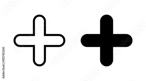 Plus Icon set vector. Add plus sign and symbol