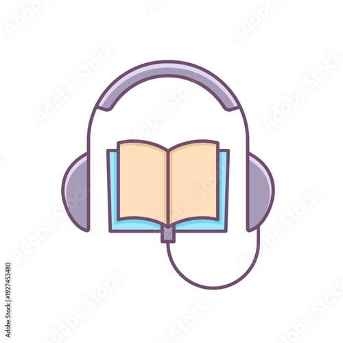 Audiobook colorful icon. E-reading symbol. Vector isolated illustration