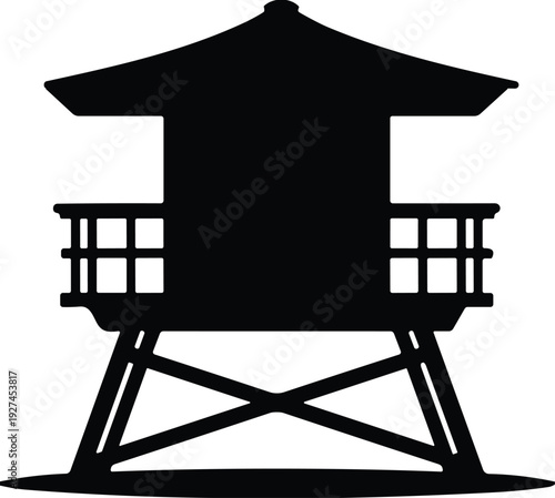 Traditional Japanese lantern silhouette icon isolated on white background, oriental garden lamp symbol vector illustration for cultural design