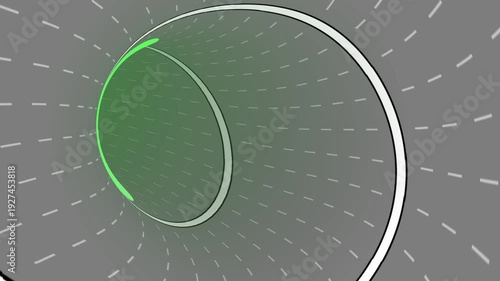 Green Light Rotating on Gray Background.