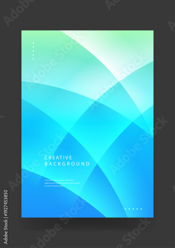 Elegant creative background featuring translucent blue and green crystalline light waves and overlapping circular gradients for a fresh look