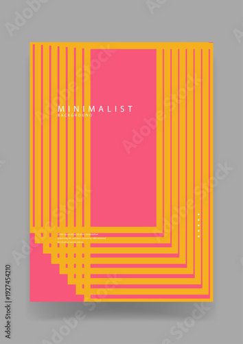 Stylish pink canvas decorated with repeated yellow L-shaped geometric lines creating a modern frame effect for text placement