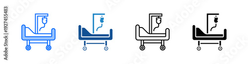 Hospital Bed Multiple Style Icon Set 