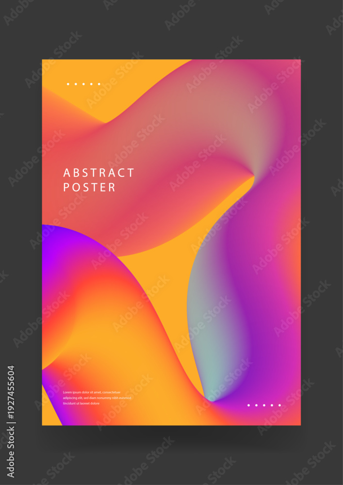 Fototapeta premium Eye-catching abstract poster design using warm orange and purple fluid liquid shapes to create a dynamic and creative visual experience