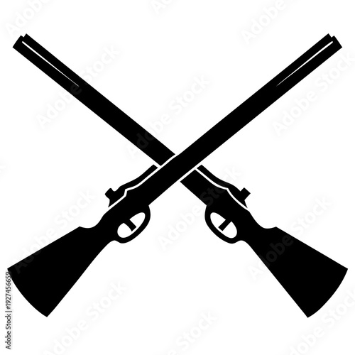 Crossed Shotguns Silhouette Icon – Vector AI Graphic Design File for Digital Projects