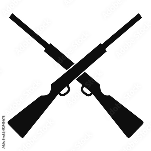 Crossed Shotguns Silhouette Icon – Vector AI Graphic Design File for Digital Projects