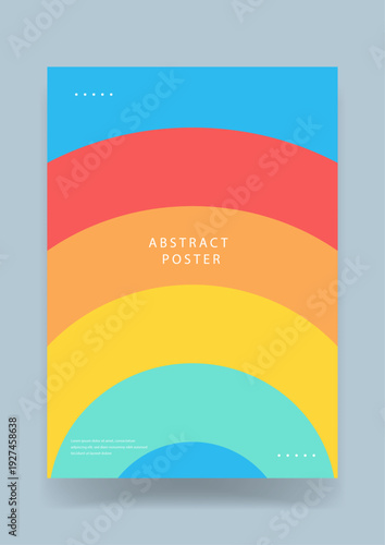 Schilderij op canvas Minimalist abstract poster featuring concentric semi-circle arches in a warm rai