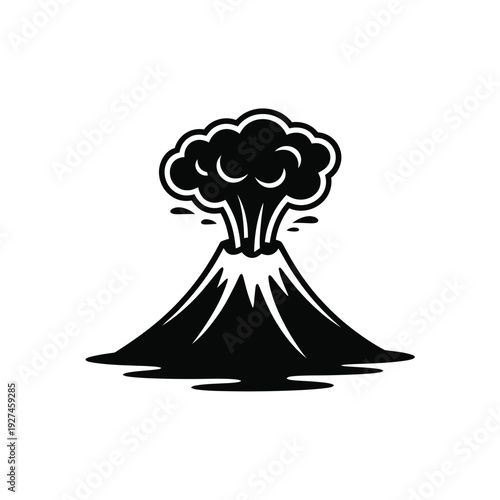 Volcano eruption icon, flat vector illustration of erupting volcano with lava, smoke, and ash for geology, natural disaster, hazard, education, and infographic design