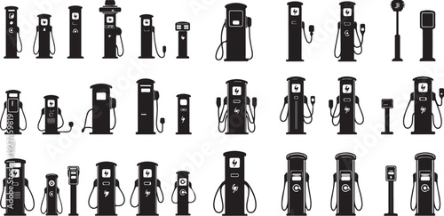 Collection of various boat and ship silhouettes on white