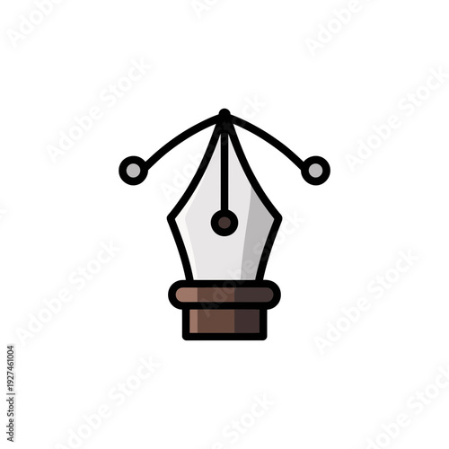 A minimalist vector illustration of a fountain pen nib in a simple, flat design style.