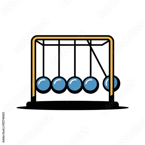 A minimalist vector illustration of Newton's cradle in motion on a white background