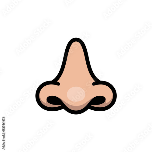 A cartoon illustration of a human nose with a black outline on a white background