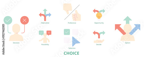 Choice Flat Banner Web Icon Set Vector Illustration