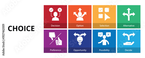 Choice Glyph Solid Banner Web Icon Set Vector Illustration