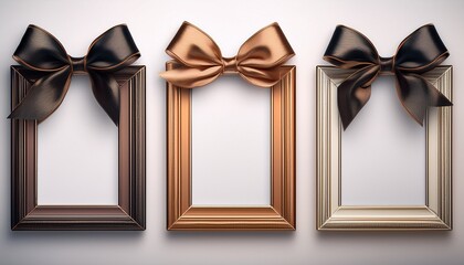 Three Decorative Frames With Bows