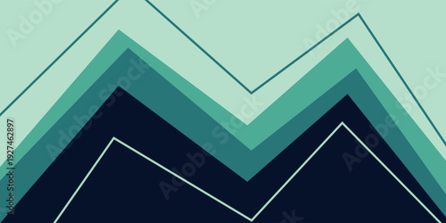 Abstract geometric pattern with layered teal and navy blue jagged lines creating a stylized mountain or wave effect.