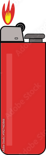 Red Cigarette Lighter with Flame