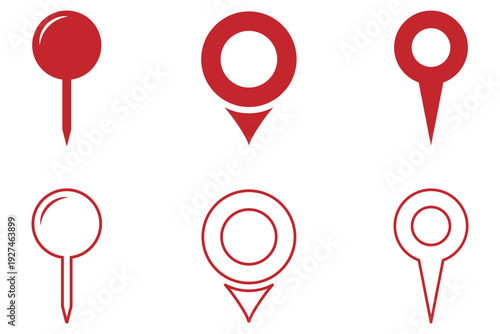 Flat icon set of location and map pins. eps 10